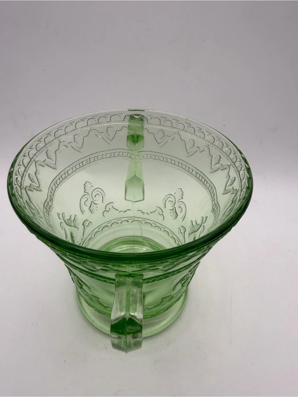 Vintage 30's Uranium Glass Federal Glass Patrician/Spoke Creamer / Sugar Bowl